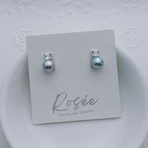 26E63 S925 Stamped 8mm Akoya Sea Pearl Studs Earring